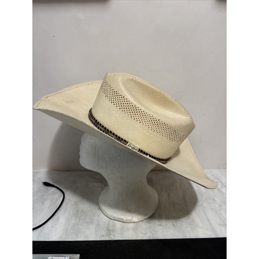 Vintage Resistol Stagecoach 10X Natural Straw Cowboy Hat Mens 6 7/8 USA Made